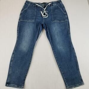 Judy Blue Jeans Womens 20W Blue Jogger Stretch Denim Drawstring Tapered Pants